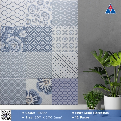 Matt Semi Porcelain | 12 Faces | 200x200mm | MÃ HR222